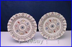 2 Spode Copeland Florence 9 Round Luncheon Plates Brown Blue Floral Scroll