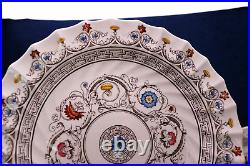 2 Spode Copeland Florence 9 Round Luncheon Plates Brown Blue Floral Scroll
