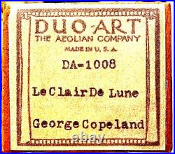 DUO-ART Recut LA CLAIR DE LUNE George Copeland DA-1008 Player Piano Roll