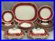 Rare Spode Copeland Y2198 Gadrooned & Raised Gold Scrolls on Maroon Dinner Set